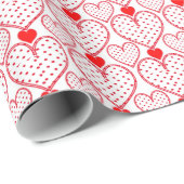 Cute Red Hearts Pattern Valentijn Cadeaupapier (Rol Hoek)