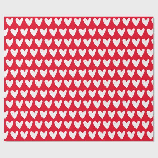 Cute Red Hearts Pattern Valentijnsdag Cadeaupapier (Vlak)