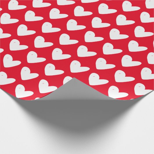 Cute Red Hearts Pattern Valentijnsdag Cadeaupapier (Hoek)
