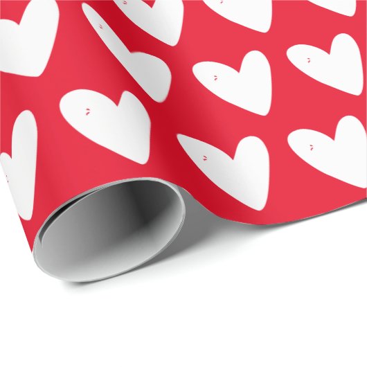Cute Red Hearts Pattern Valentijnsdag Cadeaupapier (Rol Hoek)