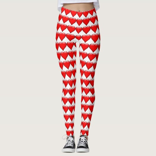 Cute Red Hearts Pattern Valentijnsdag Leggings (Voorkant)