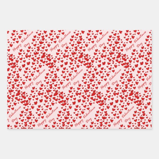 Cute Red Hearts Pattern Valentijnsdag set of 3 Inpakpapier Vel (Voorkant 3)
