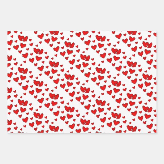 Cute Red Hearts Pattern Valentijnsdag set of 3 Inpakpapier Vel (Voorkant 2)