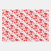 Cute Red Hearts Pattern Valentijnsdag set of 3 Inpakpapier Vel (Voorkant)