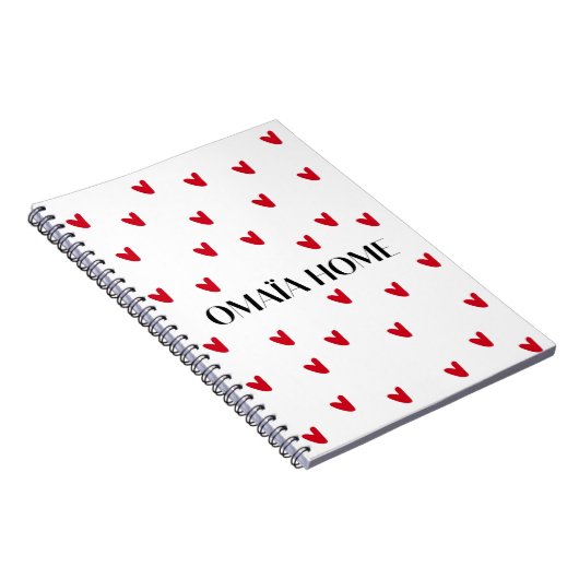 Cute Red Hearts Pattern van OMAÏA HOME Notitieboek (Rechterzijde)