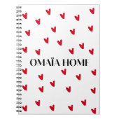 Cute Red Hearts Pattern van OMAÏA HOME Notitieboek (Voorkant)