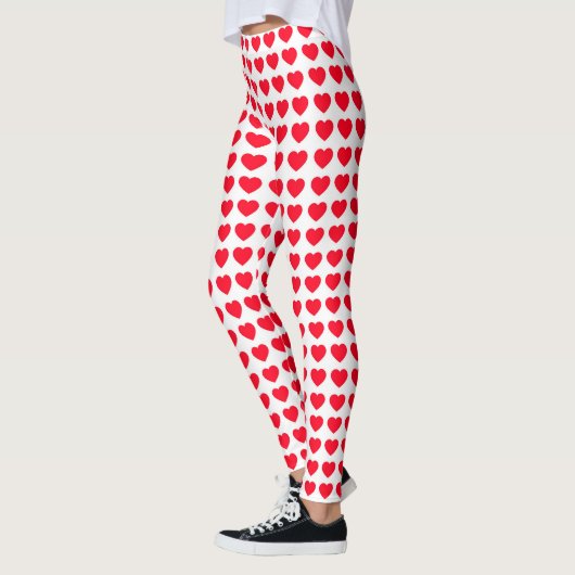 Cute Red Hearts Pattern White Leggings Womens (Links)