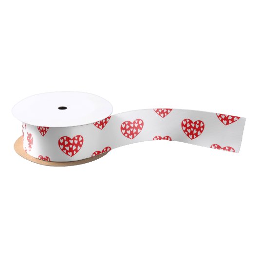 Cute Red Hearts Ribbon Satijnen Lint (Spoel)
