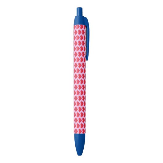 ❤️ Cute Red Hearts roze & Blue Zwarte Inkt Pen (Achterkant (Verticaal))