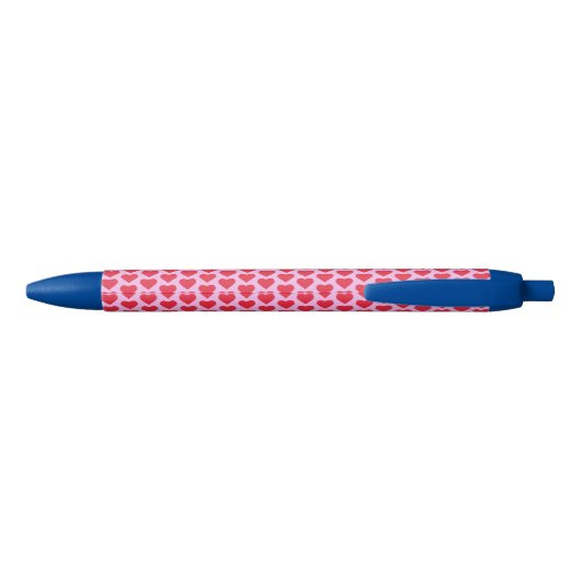 ❤️ Cute Red Hearts roze & Blue Zwarte Inkt Pen (Achterkant)