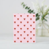 Cute Red Hearts Seamless Love Pattern on Pink Briefkaart (Staand voorkant)