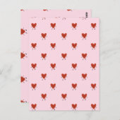 Cute Red Hearts Seamless Love Pattern on Pink Briefkaart (Voorkant / Achterkant)