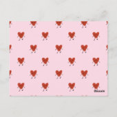 Cute Red Hearts Seamless Love Pattern on Pink Briefkaart (Achterkant)