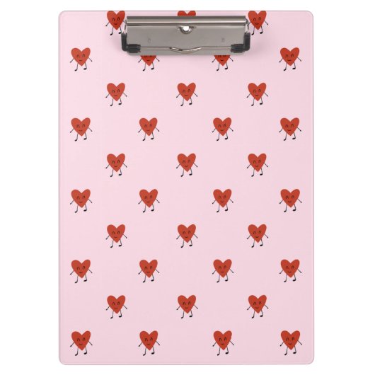 Cute Red Hearts Seamless Love Pattern on Pink Klembord (Voorkant)