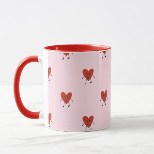Cute Red Hearts Seamless Love Pattern on Pink Mok (Links)