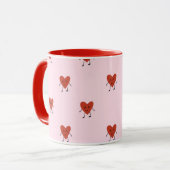 Cute Red Hearts Seamless Love Pattern on Pink Mok (Voorkant links)