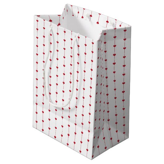 Cute Red Hearts Valentijn Gift Bag Medium Cadeauzakje (Achterkant Gekanteld)