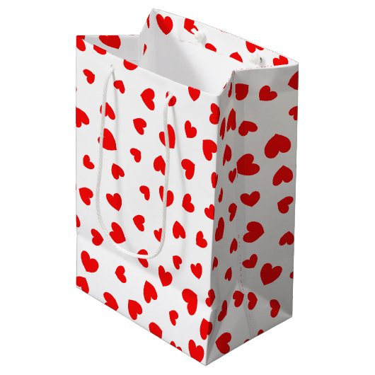 Cute Red Hearts Valentijnsdag Medium Cadeauzakje (Voorkant Gekanteld)