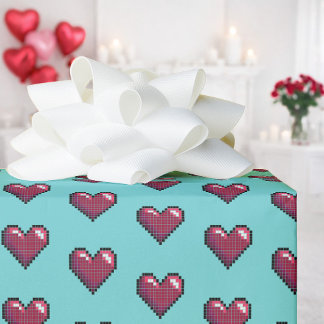 Cute Red Hearts Valentine's Day 80s Retro Pattern Cadeaupapier