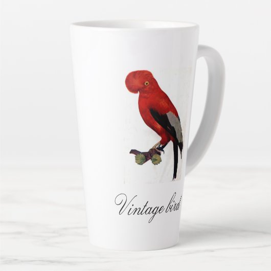  Cute Red Helderkleurig vogel en vuil Latte Mok (Rechterhoek)
