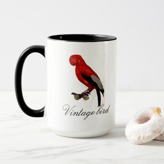  Cute Red Helderkleurig vogel en vuil Mok (Met donut)