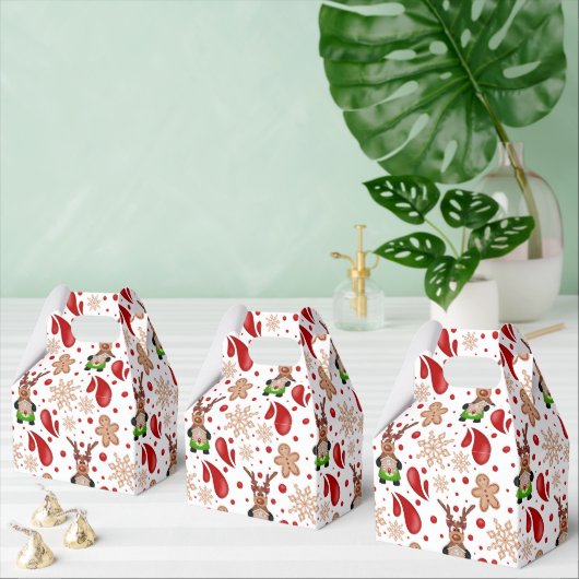 Cute Red Holiday Christmas Reindeer Bedankdoosjes (Meervoudige)