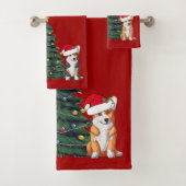 Cute Red Holiday Corgi Bad Handdoek (Insitu)