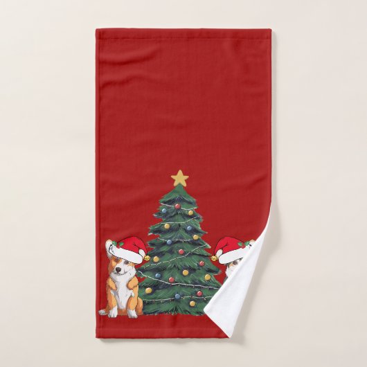 Cute Red Holiday Corgi Bad Handdoek (Handdoek)