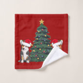 Cute Red Holiday Corgi Bad Handdoek (Wasdoekje)
