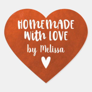 Cute Red Homemade with Love Hart Sticker