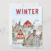 Cute Red House Snow Kerstmis Kaart (Achterkant)