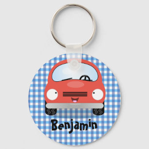 Cute red kawaii car cartoon illustration sleutelhanger