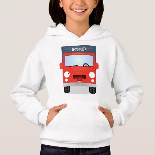 Cute red kawaii truck cartoon afbeelding (Voorkant)