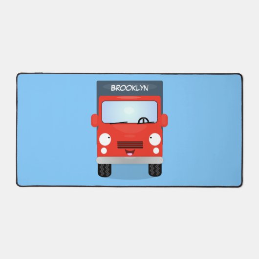 Cute red kawaii truck cartoon afbeelding bureaumat (Voorkant)
