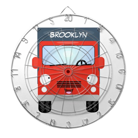 Cute red kawaii truck cartoon afbeelding dartbord (Voorkant)