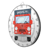 Cute red kawaii truck cartoon afbeelding dartbord (Voorkant Rechts)