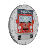 Cute red kawaii truck cartoon afbeelding dartbord (Voorkant Links)