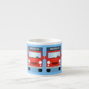 Cute red kawaii truck cartoon afbeelding espresso kop