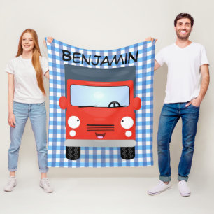 Cute red kawaii truck cartoon afbeelding fleece deken