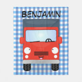 Cute red kawaii truck cartoon afbeelding fleece deken (Voorkant)