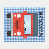 Cute red kawaii truck cartoon afbeelding fleece deken (Voorkant (Horizontaal))