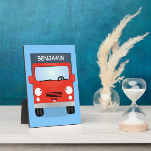 Cute red kawaii truck cartoon afbeelding fotoplaat