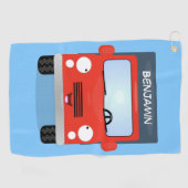 Cute red kawaii truck cartoon afbeelding golfhanddoek (Horizontaal)