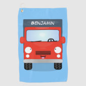 Cute red kawaii truck cartoon afbeelding golfhanddoek (Voorkant)