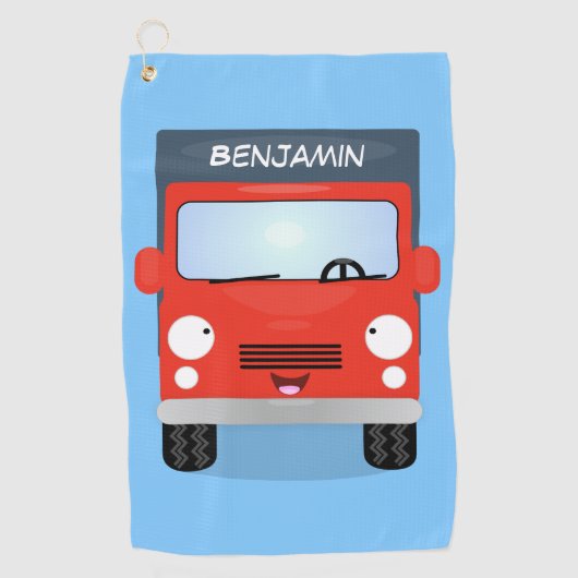 Cute red kawaii truck cartoon afbeelding golfhanddoek (Voorkant)