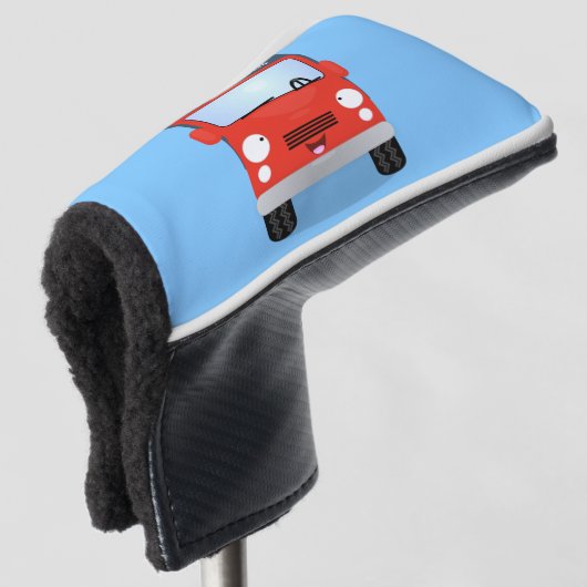 Cute red kawaii truck cartoon afbeelding golfheadcover (3/4 voorkant)