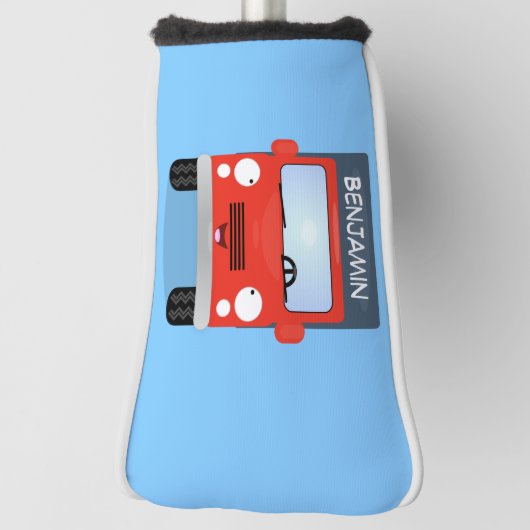 Cute red kawaii truck cartoon afbeelding golfheadcover (Draai 90)
