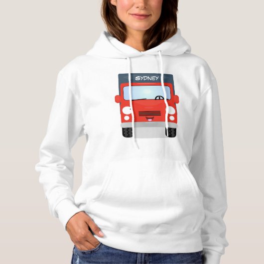 Cute red kawaii truck cartoon afbeelding hoodie (Voorkant)