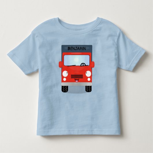 Cute red kawaii truck cartoon afbeelding kinder shirts (Voorkant)