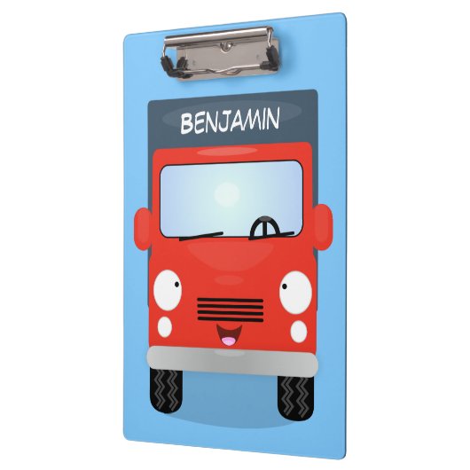 Cute red kawaii truck cartoon afbeelding klembord (Links)